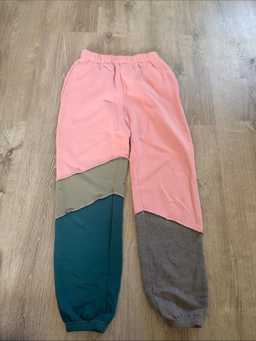 Colorblock Sweatshirt and Joggers Set - Pink, Teal & Gray